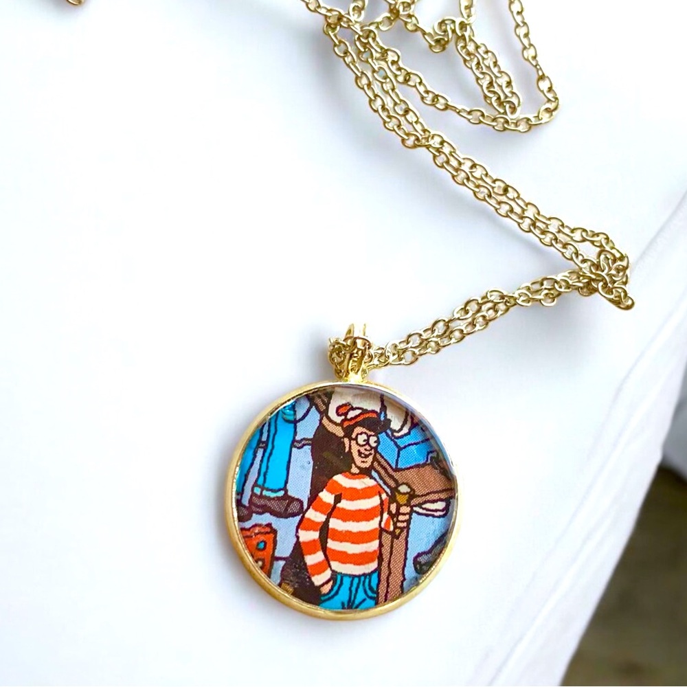 Handmade one of a kind Where’s Waldo necklace